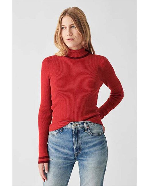 Faherty Brand Red Mikki Cashmere-blend Turtleneck Sweater