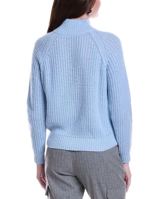 Peserico Blue Alpaca & Wool-Blend Mock Neck Sweater