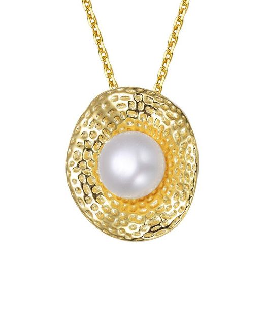 Genevive Jewelry Metallic 14k Over Silver Pearl Pendant Necklace