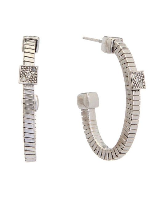 Meshmerise White 18k Gold Over Silver 0.06 Ct. Tw. Diamond Earrings