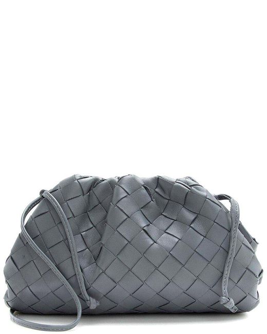 Bottega Veneta Gray Grey Intrecciato Nappa Leather Mini Pouch (authentic Pre-loved)
