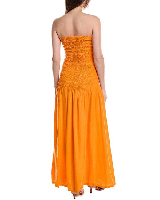 Silvian Heach Orange Chaivi Linen Maxi Dress