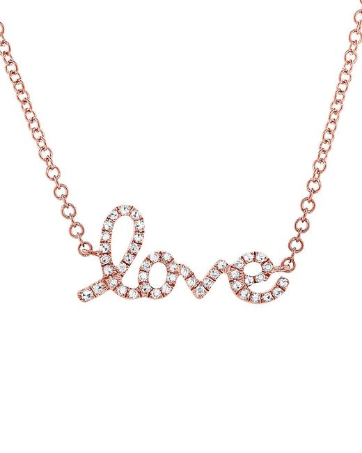 Sabrina Designs Metallic 14k Rose Gold 0.11 Ct. Tw. Diamond Love Necklace