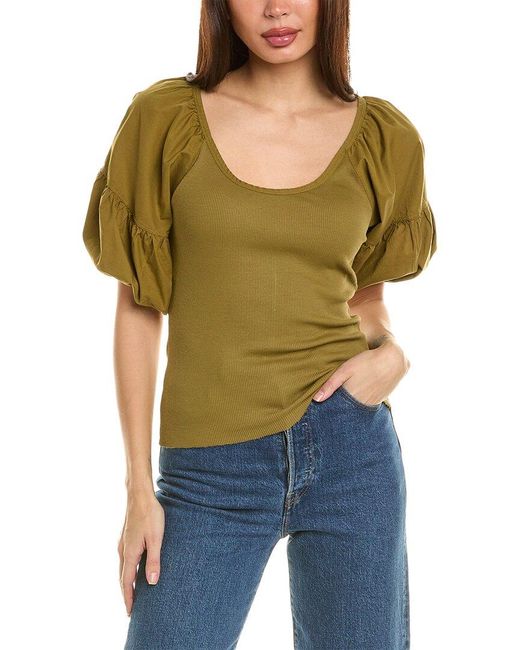Nation Ltd Green Sonora Seamed Combo Top