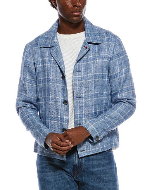 Isaia Blue Portofino Wool-Blend Jacket for men