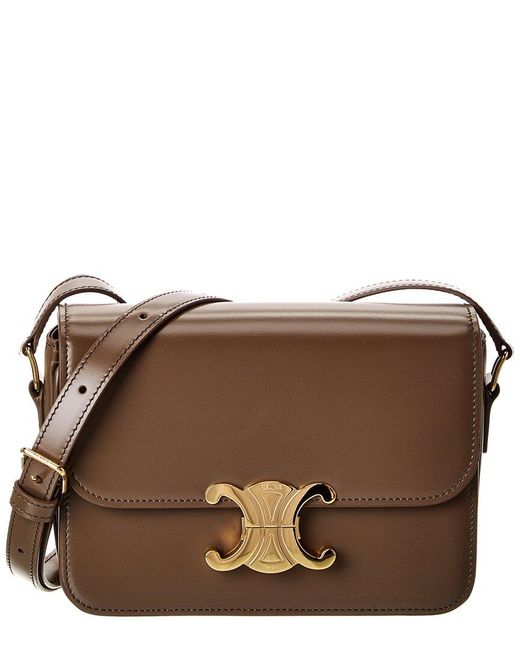 Céline Brown Teen Triomphe Leather Shoulder Bag