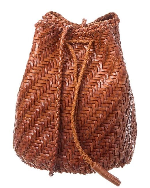 Dragon Diffusion Orange Pompom Double Jump Leather Bucket Bag
