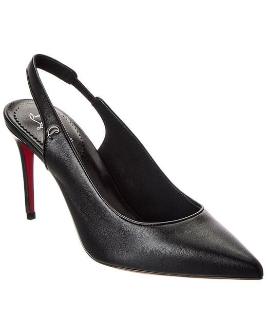 Christian Louboutin Black Sporty Kate 85 Leather Slingback Pump