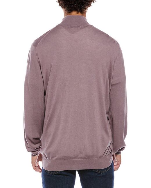 Brunello Cucinelli Purple Wool & Cashmere-Blend Knit 1/4-Zip for men