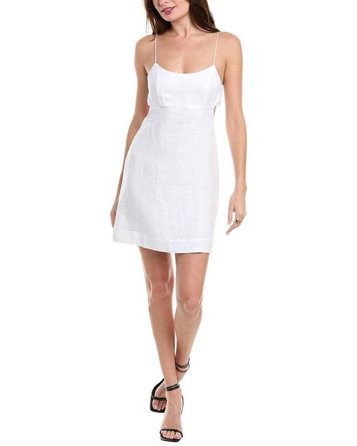 Faithfull The Brand White Antibes Linen Mini Dress
