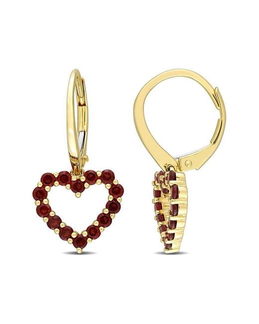 Rina Limor Metallic 10k 1.12 Ct. Tw. Garnet Heart Earrings