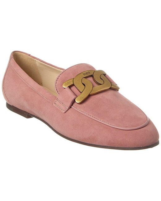 Tod's Pink Kate Suede & Leather Loafer