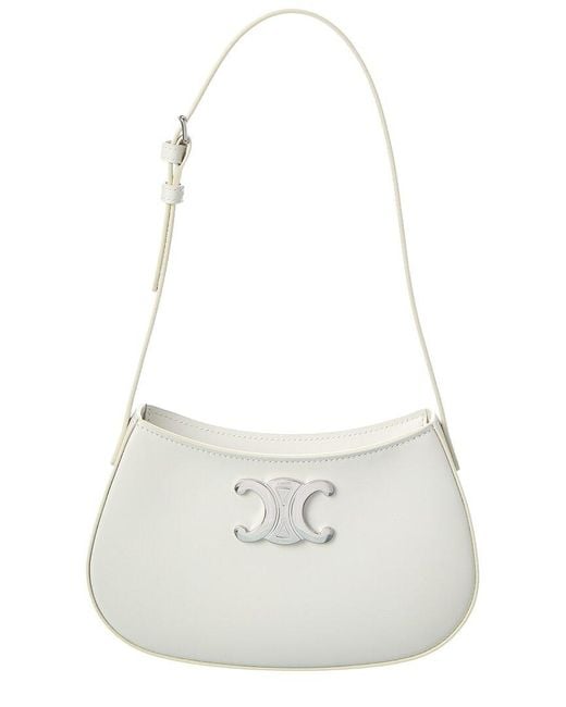 Celine Tilly Medium Leather Shoulder Bag in White | Lyst