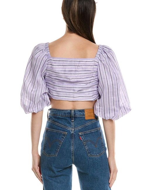 Sandro Blue Linen-Blend Top