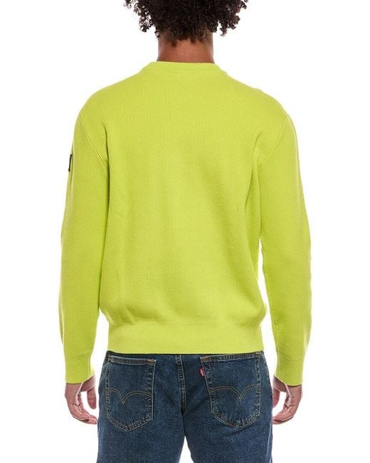 DIESEL Yellow Ribbed Crewneck Sweater for men