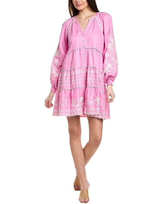 Hale Bob Pink Linen Mini Dress