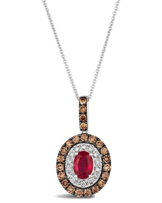 Le Vian Multicolor Le Vian 14K 0.65 Ct. Tw. Diamond & Ruby Pendant Necklace