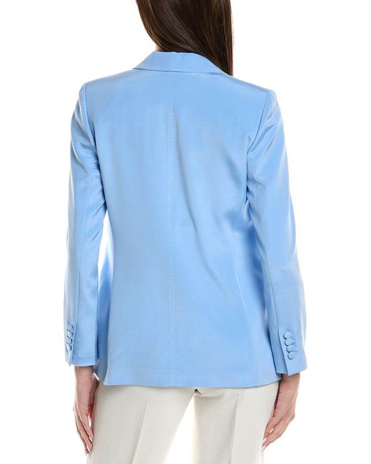 Lafayette 148 New York Blue Fae Silk-Blend Blazer
