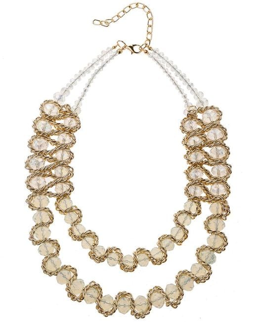 Eye Candy LA Metallic Crystal Barcelona 2 Tier Statemment Necklace