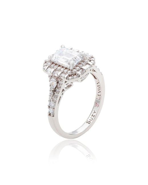 Suzy Levian White Silver Cz Ring