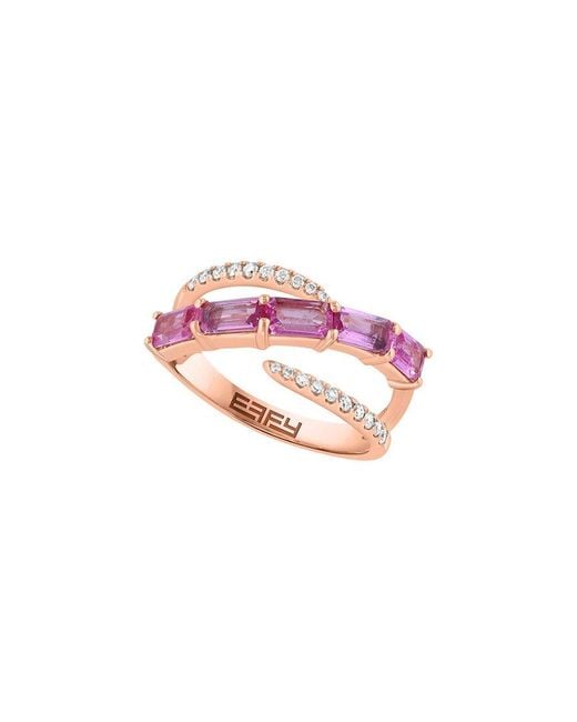 Effy Fine Jewelry Pink 14K Rose 2.14 Ct. Tw. Diamond & Aquamarine Ring