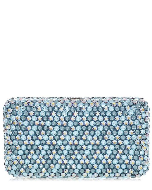 Judith Leiber Blue Smooth Rectangle Crystal Clutch