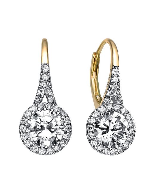 Rachel Glauber Metallic 14k Over Silver Cz Drop Earrings
