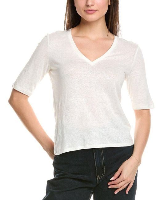 Weekend by Maxmara White Brunate Linen-Blend T-Shirt