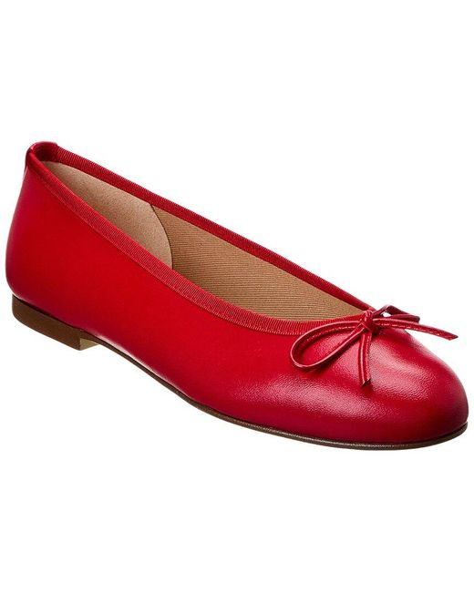 French Sole Red Emerald Leather Flat