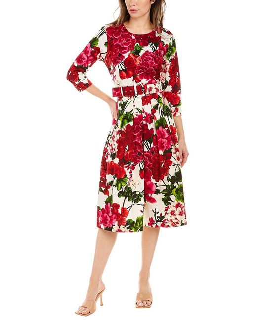 Samantha Sung Cotton Florance A-line Dress in Red | Lyst