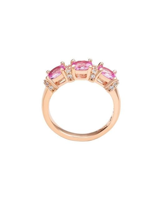 Suzy Levian Pink 0.02 Ct. Tw. Diamond & Gemstone 3-Stone Ring