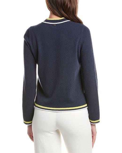 St. John Blue Textured Zip Sweater