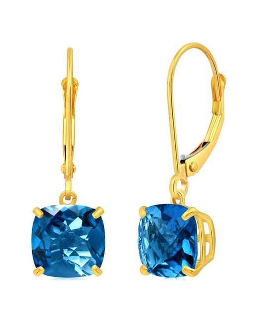 MaxColor 10k 4.10 Ct. Tw. Londen Blue Topaz Earrings