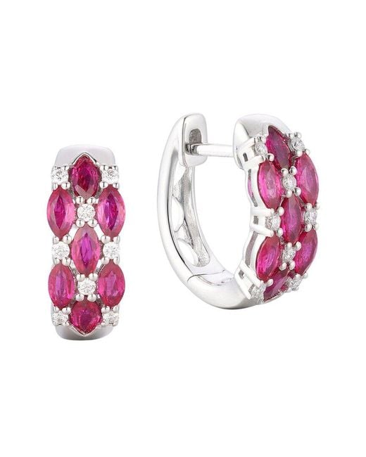 Gregg Ruth Pink 14K 1.08 Ct. Tw. Diamond & Ruby Huggie Earring