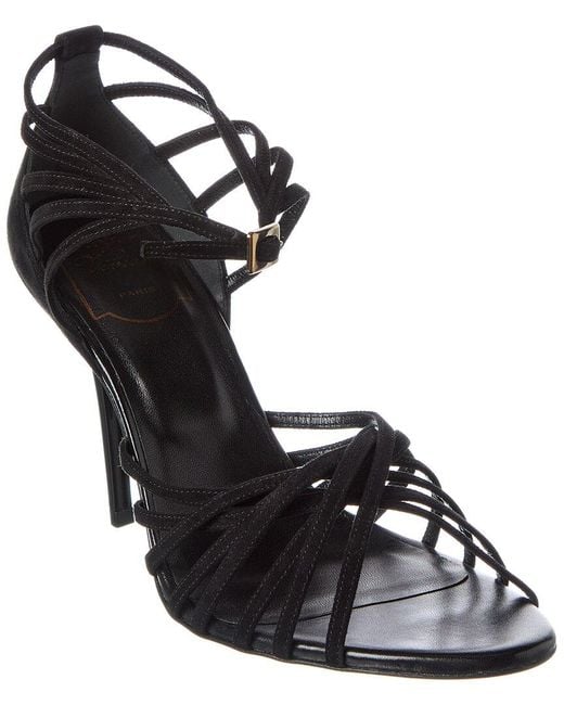 Roger Vivier Black Cage Suede Sandal
