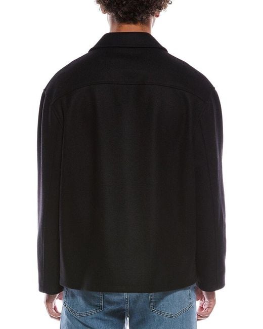FRAME Black Textured Wool Overshirt Jacket for men