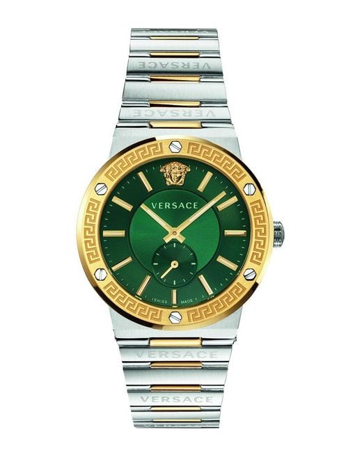 Versace Green Greca Logo Watch for men