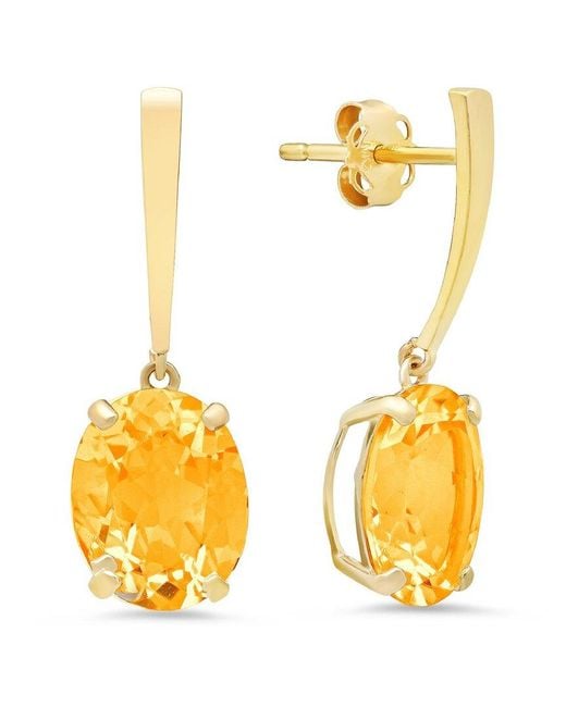 MaxColor Metallic 14k 4.10 Ct. Tw. Citrine Drop Earrings