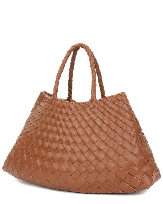 Tiffany & Fred Paris Brown Hand-Woven Leather Tote