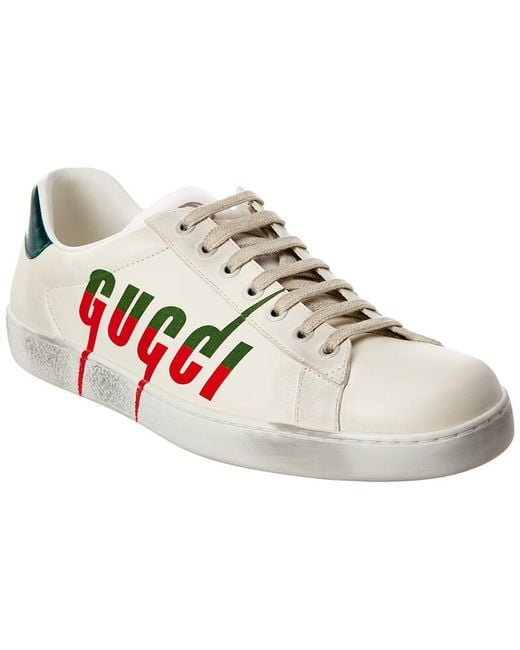 Gucci White New Ace Logo-print Leather Trainers for men