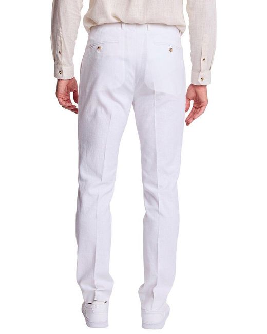 Paisley & Gray White Downing Linen-Blend Pant for men