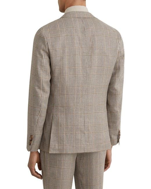 Reiss Gray Epsom Notch Prince Linen & Wool-Blend Formal Jacket for men