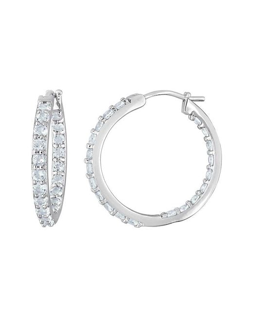 Rina Limor White Silver 2.40 Ct. Tw. Aquamarine Hoops