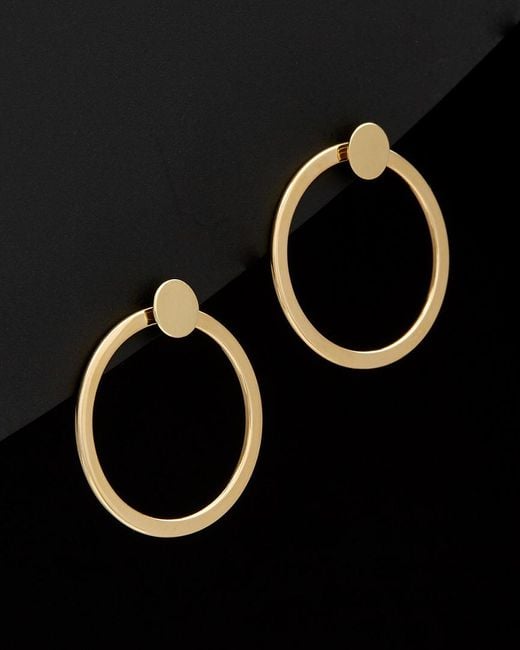 Italian Gold Black 14k Circle 3-in-1 Front-back Earrings