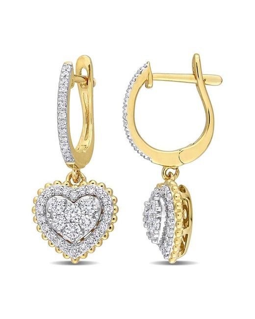 Diamond Select Cuts Metallic 14k 0.60 Ct. Tw. Diamond Heart Halo Cuff Earrings