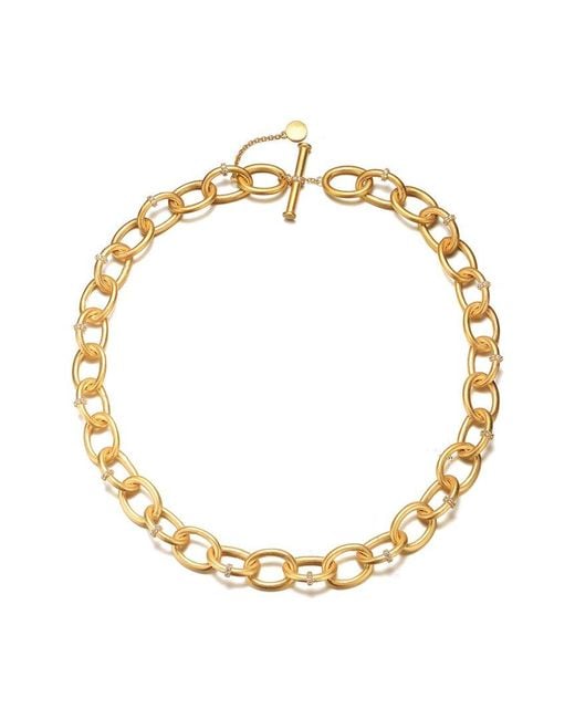 Rachel Glauber Metallic 14k Plated Cz Necklace