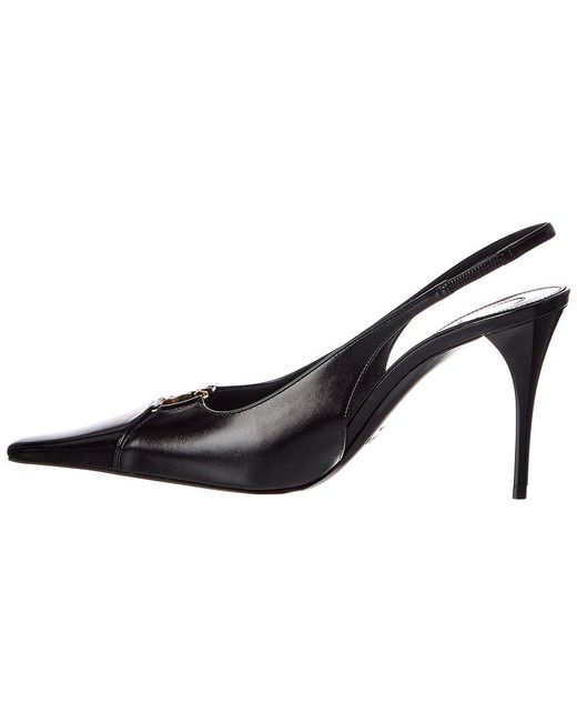Saint Laurent Black Babylone 90 Leather Slingback Pump