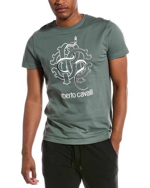 Roberto Cavalli Robert Cavalli Graphic T-shirt in Green for Men | Lyst