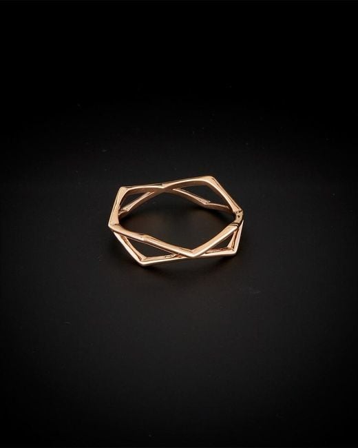 Italian Gold Black 14k Italian Rose Gold Geometric Ring