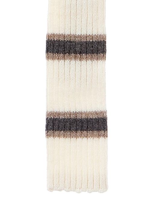 Brunello Cucinelli White Stripe Alpaca & Wool-Blend Tie for men